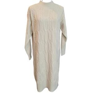 Women's Cream Knit Sweater Dress Sz Onesize / Oversized